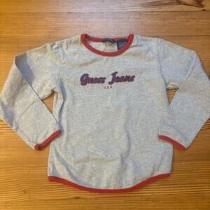 Guess Jeans 90s gray long sleeve embroidered lettering girls shirt SIZE 6